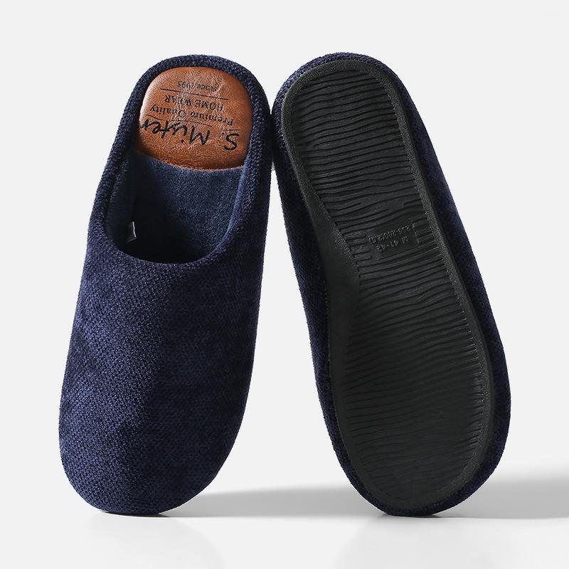Chenille Men's Indoor Half-Covered Heel Non-Slip Cotton Slippers for Couples