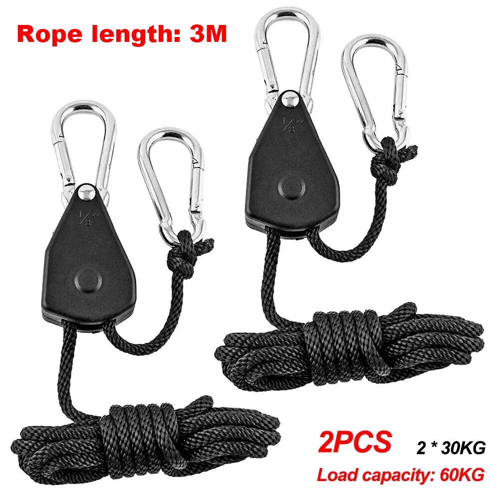 

4 шт. Регульовані 8-дюймові посилені підвіси з підвісним храповиком для намету для вирощування рослин, лампи, мотузковий храповий підвіс, гачок-ролик