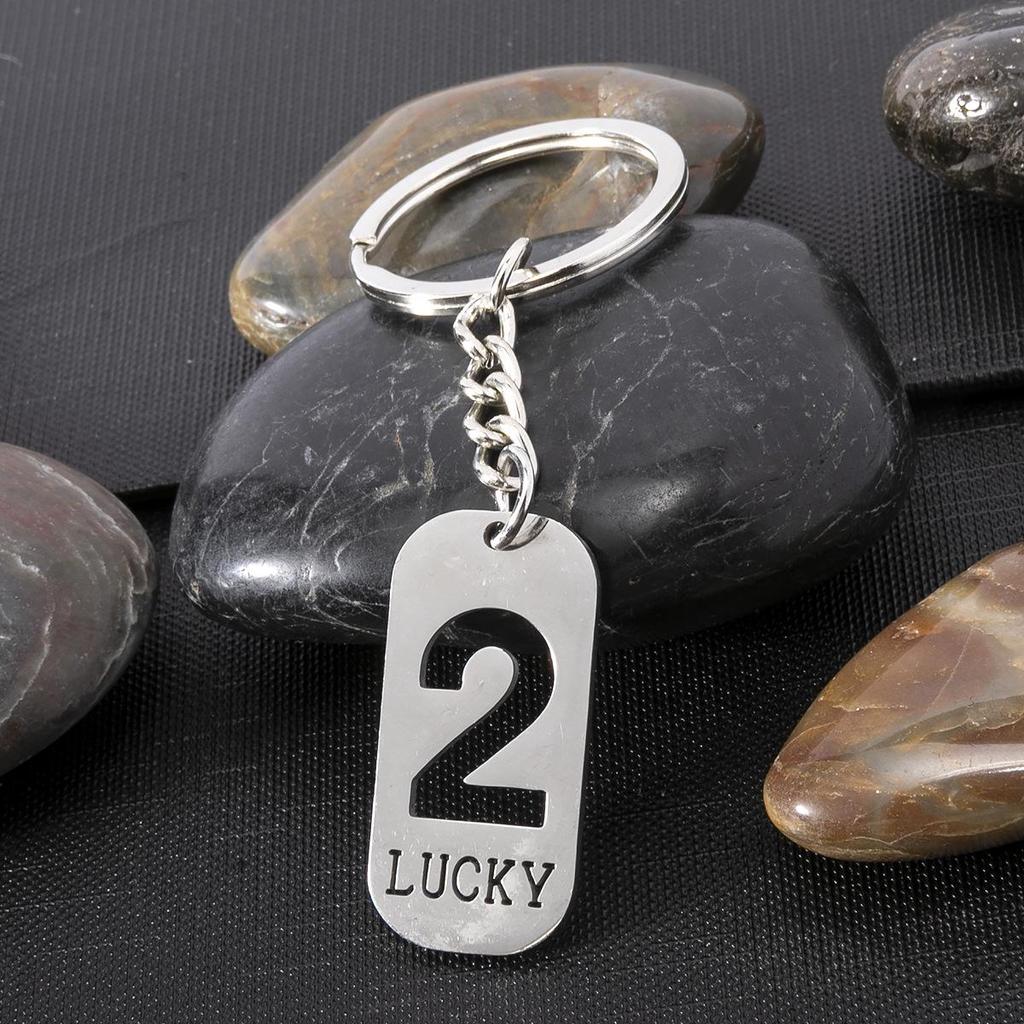 Stainless Steel Lucky Numbers 0-9 Arabic Keychain Pendant
