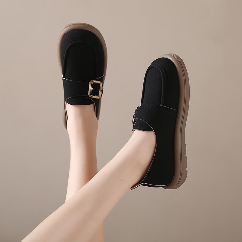 Fashion 2025 Vintage Shoes Women's Spring Autumn New Style Flat Soft Bottom Plus Size Buckle Single Shoes Casual Comfortable Footwear