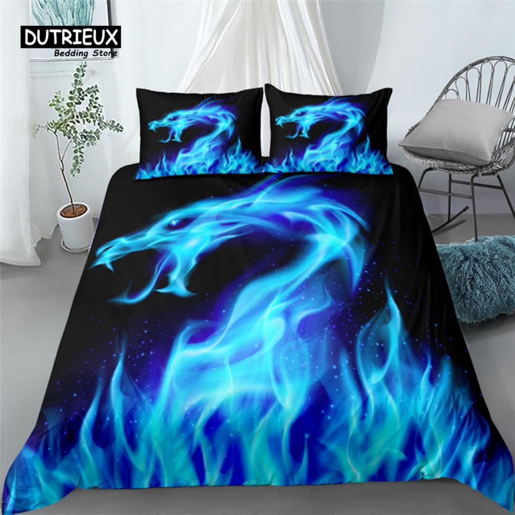 Fire Of Dragon Duvet Cover Set, Fashion Bedding Set, Soft Comfortable Breathable Duvet Cover, For Bedroom Guest Room Decor