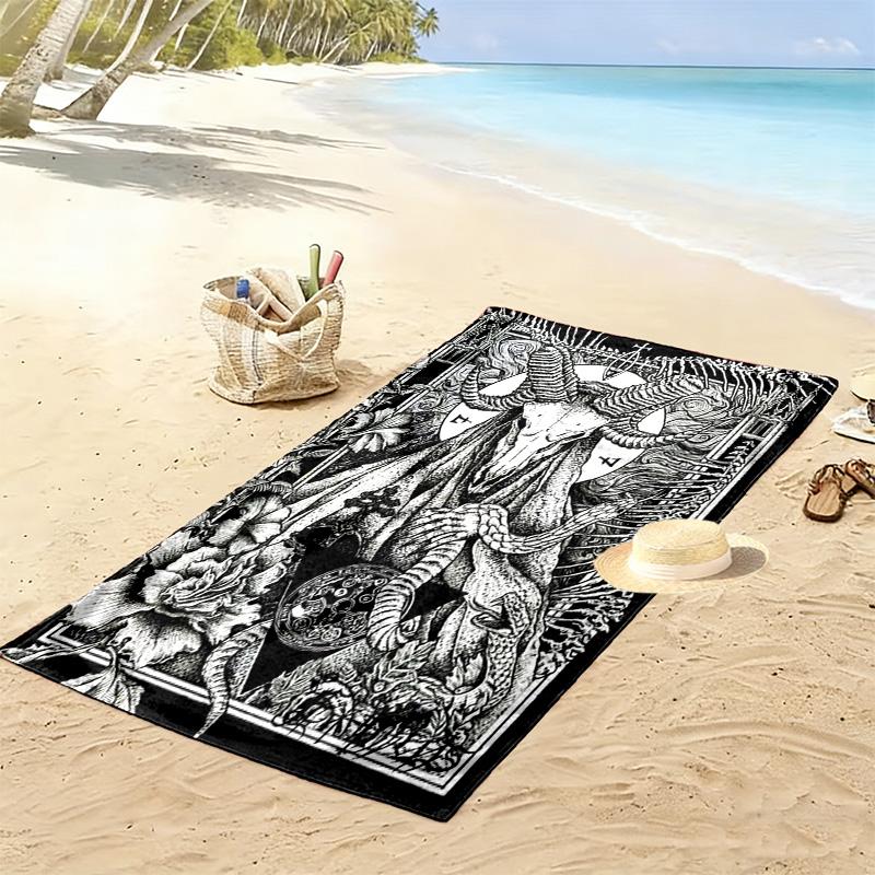 Satan-Print Strandtuch, Großes Weiches Schnelltrocknendes Handtuch für Strand Camping Schwimmen