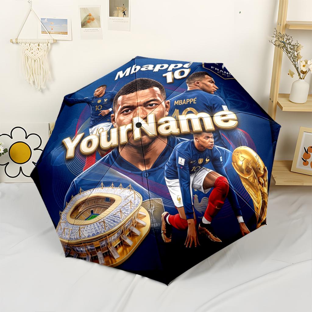 Mbappe Customized Name Umbrella Portable Automatic Umbrella Sturdy 8-Rib Shaft Sturdy Construction Travel Essential Stylish Accessory