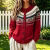 Women's Vintage Round Neck Loose Fit Button Sweater for Fall Winter