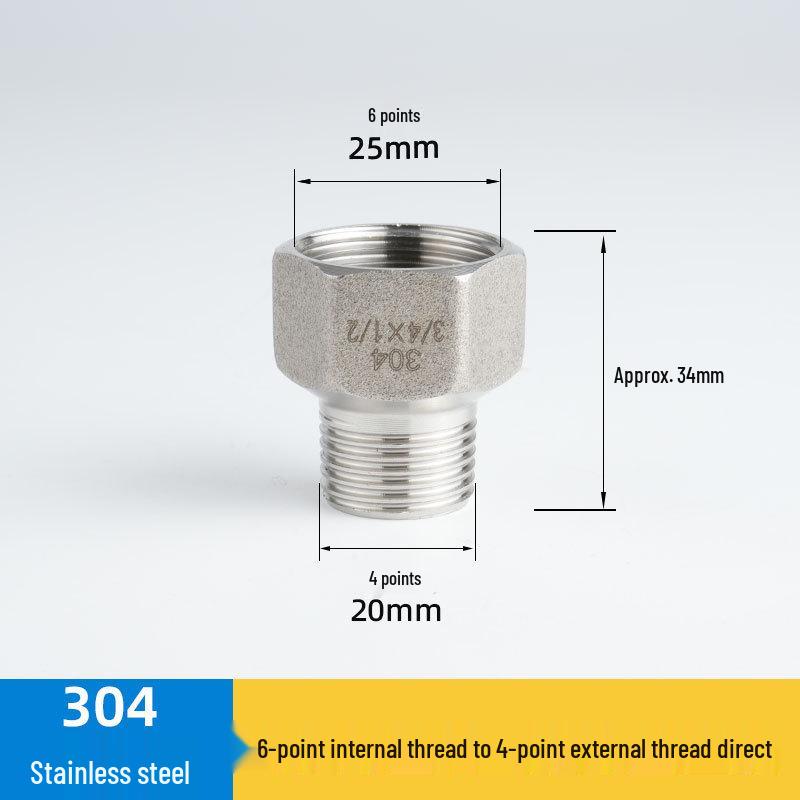 Redutor Rosqueado Vermelho de Aço Inoxidável Espessado Macho/Fêmea: Extensão de Tubo de Água de 6 para 4 Pontos, 25 para 20