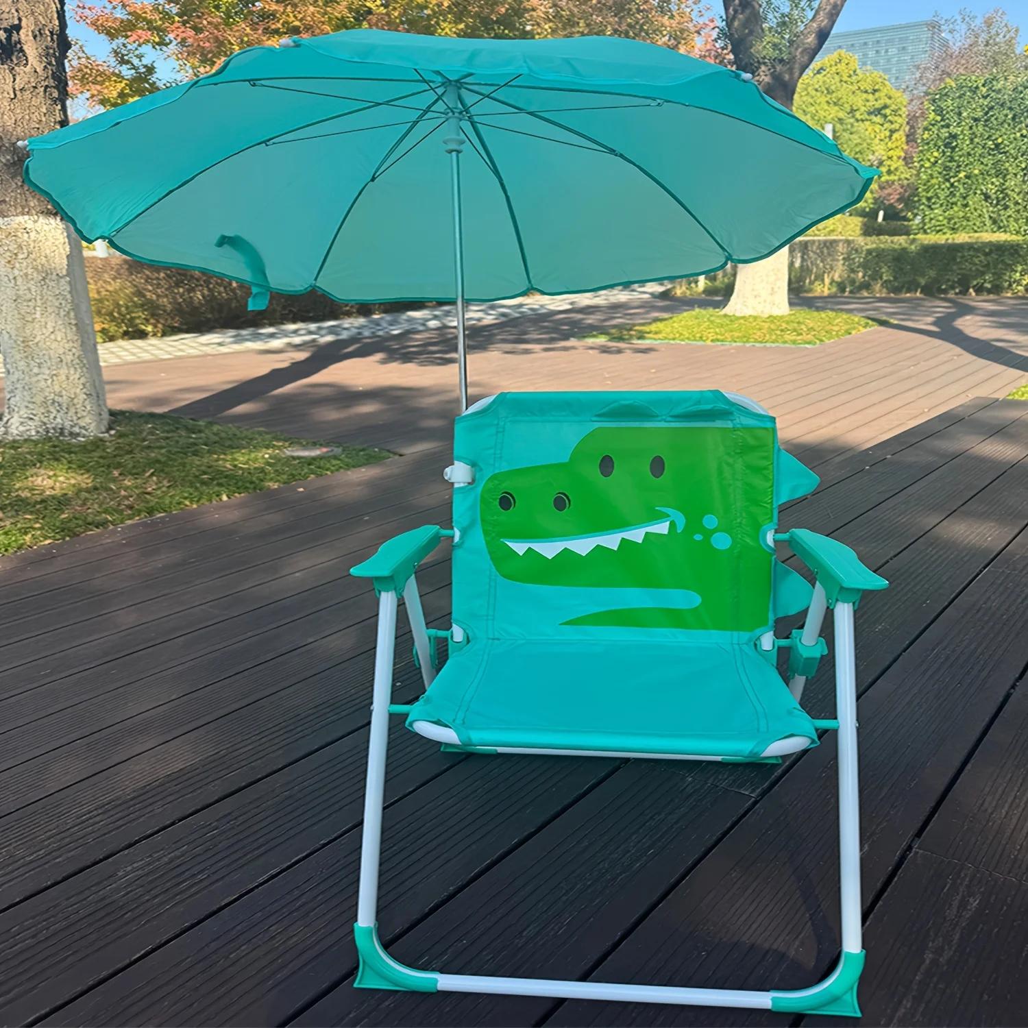 

Уличный детский пляжный походный стул с зонтом и защитой от солнца, легкий и прочный - подходит для сидений для фотосъемки