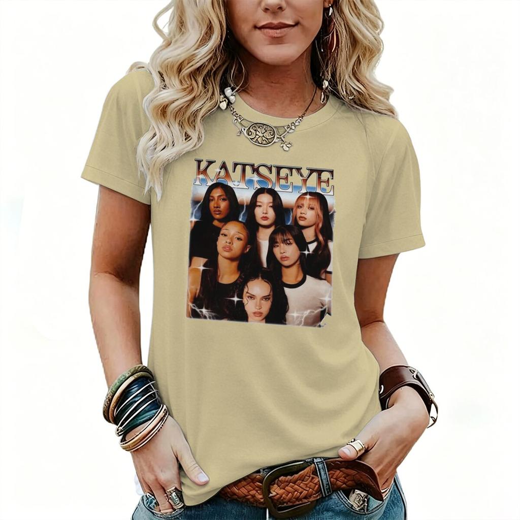 Vintage Girl Group Print Tshirt Short Sleeve Crew Neck Casual Top for Women Unisex Korean Ulzzang Trend Tshirts Fan Gifts