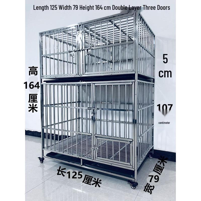Stainless Steel Multi-Layer Dog Cage for Small to Medium Dogs - Parent-Child Design, Ideal for Pet Shops & Boarding