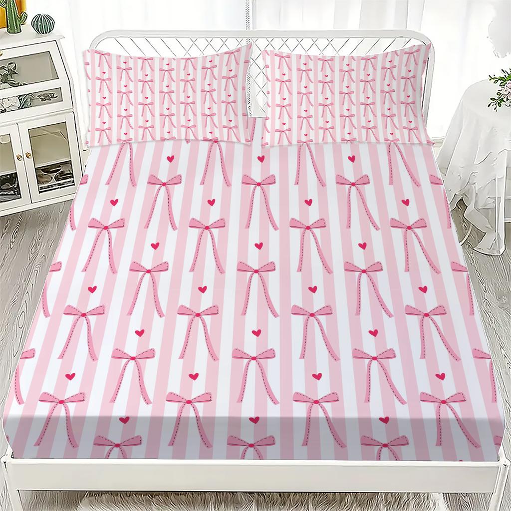Bowknot Personalized Fitted Sheet Set Bowknot Personalized Bedding Set Comfortable Skin Friendly Cute Style 120x220cm