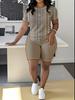 1116 new casual sports style digital printing shoulder sleeve T-shirt high waist tight shorts fashion suit women