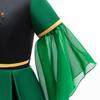 Performance Costume Girls Dresses Green Satin Embroidered Puff Sleeve Girls' Formal Gown