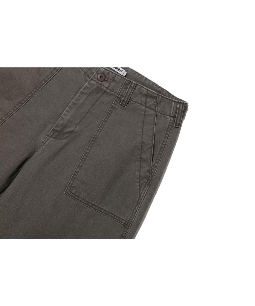BASEMOMENT Washed Fatigue Work Pants Ash Brown