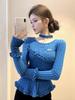 Korean Style 3D Decor Long Sleeve Top - Slimming, Solid Color, Versatile Tee for Autumn/Winter