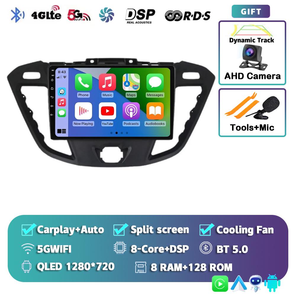 Android 14 Carplay Auto for Ford Transit Tourneo Custom 2013-2021 Navigation Car Radio 2 Din Multimedia Player Head Unit Stereo