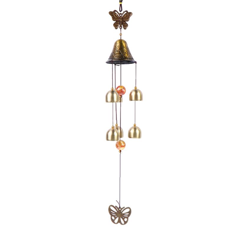 Retro Metal Wind Chime 6 Bells Vintage Butterfly for Outdoor Garden Patio Home Decor