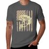Camouflage Usa Flag Big Mouth Bass Fishing Tshirt Simple Line Art Print Tee