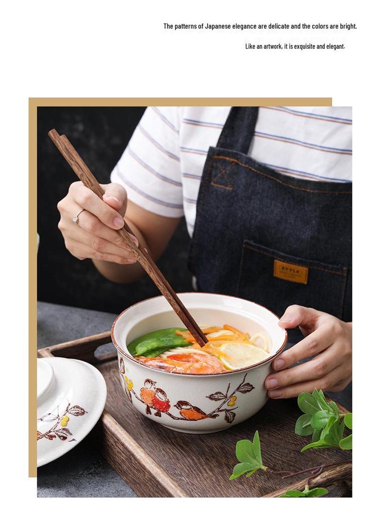 Keramik Nudel- und Suppenschüssel mit Deckel für den Heim- oder Wohnheimgebrauch