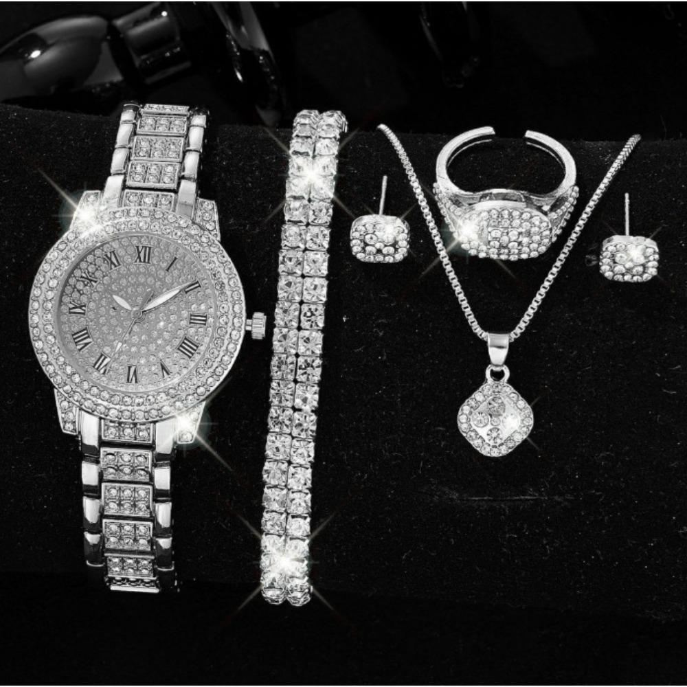 Luxury Watch Women's High-end Sense Diamond-encrusted Steel Chain Watch Temperament Small Dial Watch Women