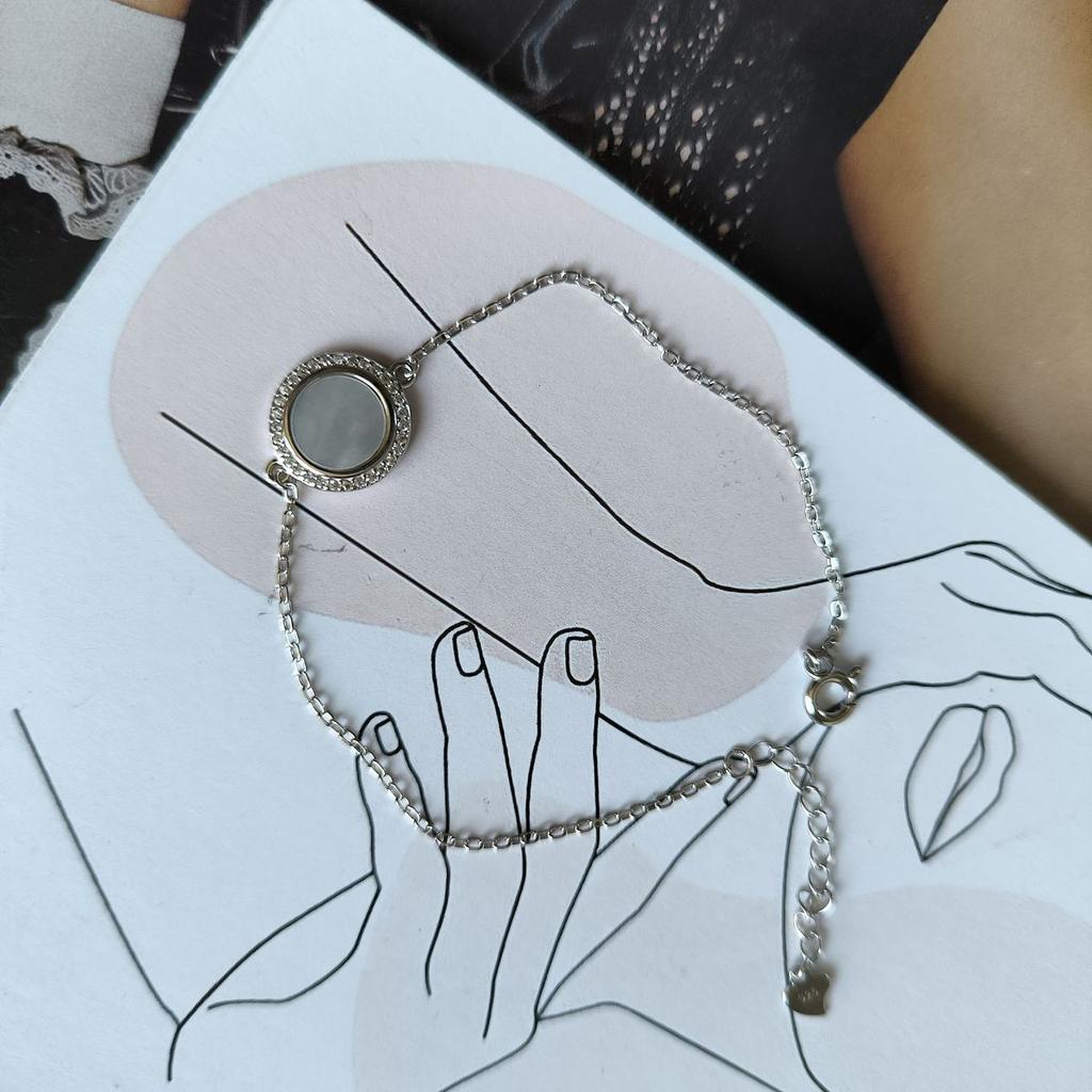 Silver Bracelet with Natural Mother-of-pearl, Cubic Zirconia, Product Weight 2.21 G (2186472)