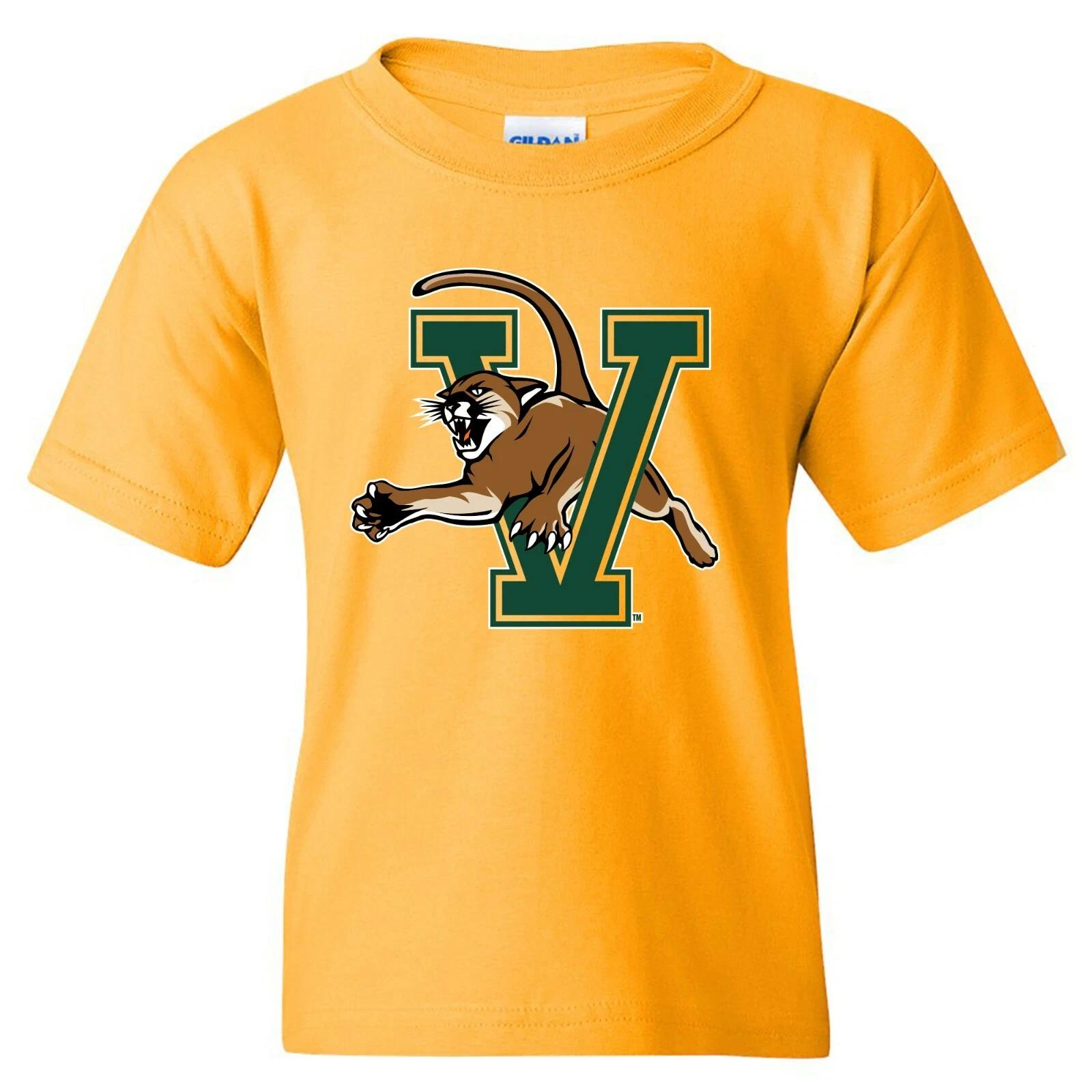 Vermont Catamounts Primary Logo Youth T-Shirt - Gold 3XL
