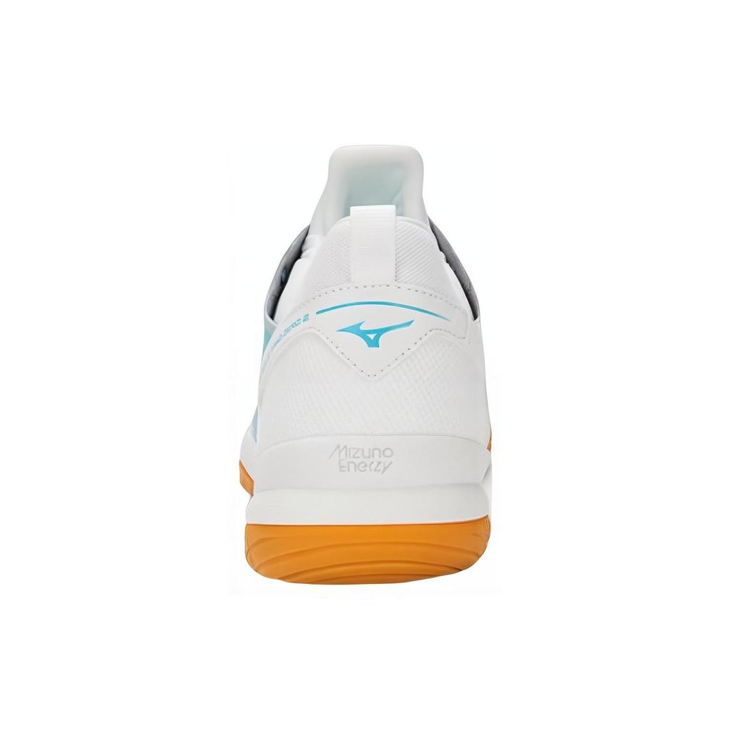 Mizuno Fang Zero 2 Leather Non-Slip Durable Low-Top Badminton Shoes Unisex sneaker Coral-Blue 71GA219011