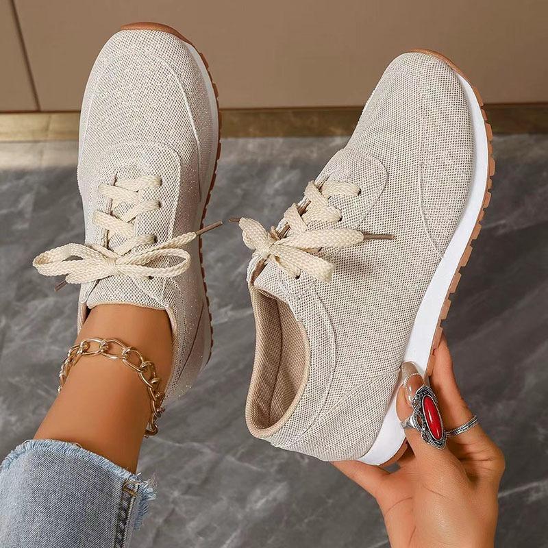 Fashion New Solid Colour Women Vulcanize Shoes Flat Lace Up Casual Ladies Sprot Shoes Shallow Walking Zapatillas Loafers Women Sneakers