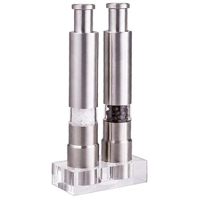 Manuelle Pfeffermühlen-Sets aus Edelstahl für den Hausgebrauch, Meersalz- und schwarzer Pfeffermühle zum Mahlen von Gewürzen und grobem Salz.