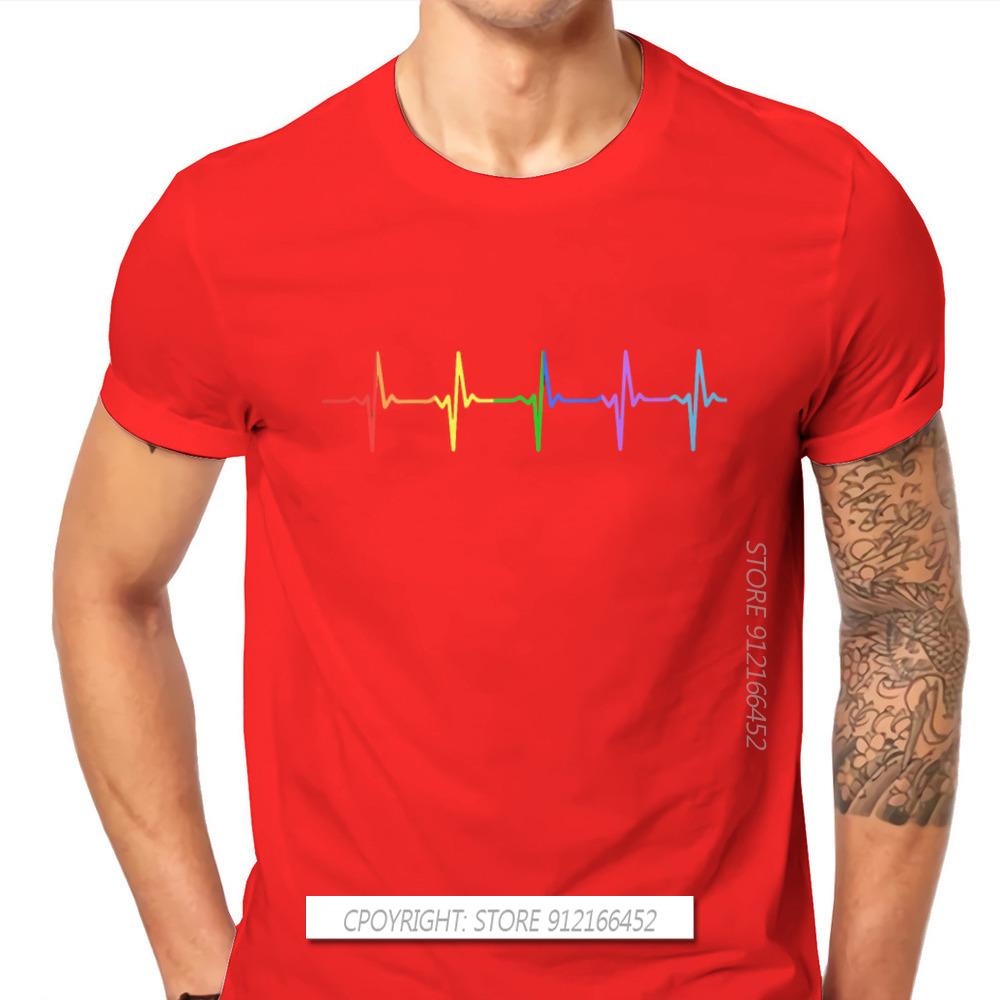Rainbow Pulse Hearbeat Style TShirt LGBT Pride Month Lesbian Gay Bisexual Transgender Gift Clothes Basic T-Shirt Stuff
