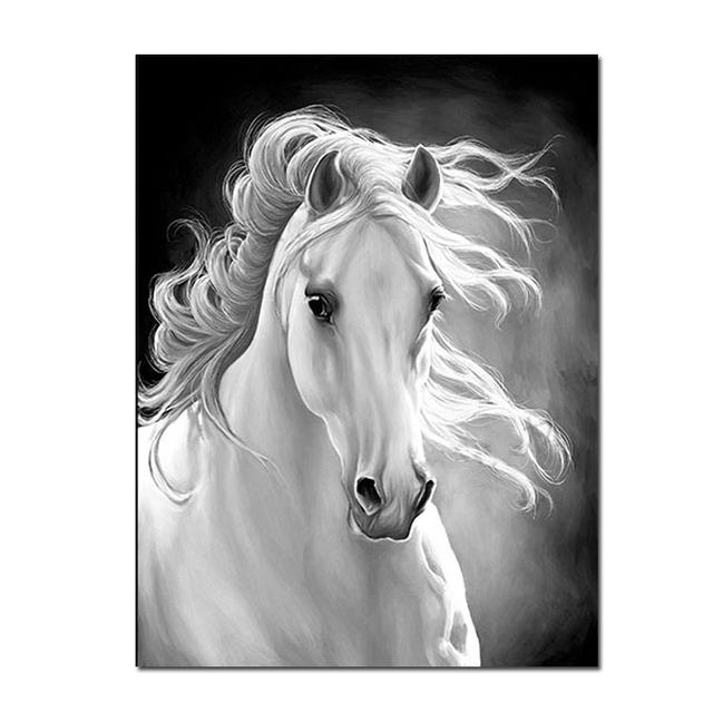 

Картина на холсте, скандинавские принты животных, лошади, картина маслом, черно-белые художественные настенные панно для гостиной, домашний декор 21cm×30cm NoFrame