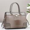 2026 New Crocodile Pattern Handbag Bright Leather Women's Bag Simple Middle-aged Women's Bag Cross-border Large Bag Mother's Bag