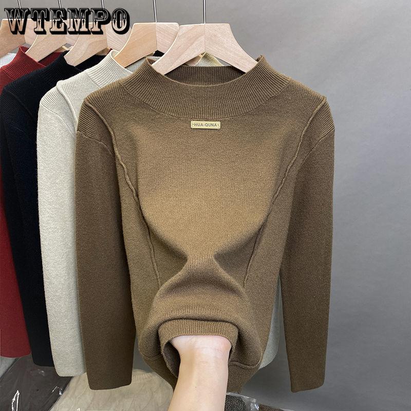 Plus-size Sweater Women's Semi-high Neck Pullover Knitted Top Women's Simple Knitted Sweater for Autumn and Winter