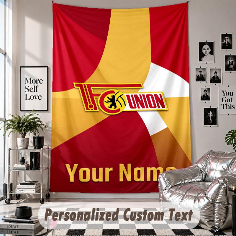 Wall Hanging Tapestry With Custom Name & Text, Union Berlin FC Decorative Tapestry For Bedroom