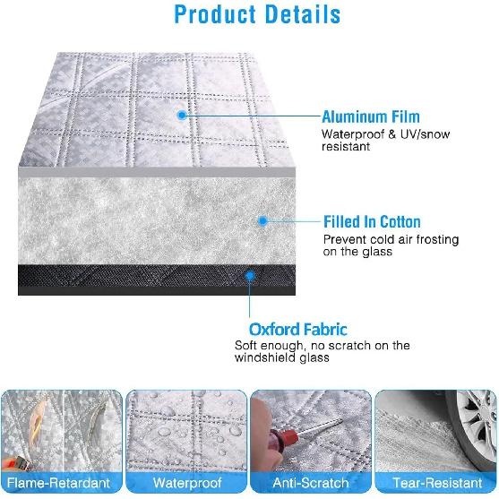 Silver Car Windshield Sunshine Shield Winter Sunshine Cover Front Window Ice Frost Outdoor Protection Snow Sun Cover For VW T7