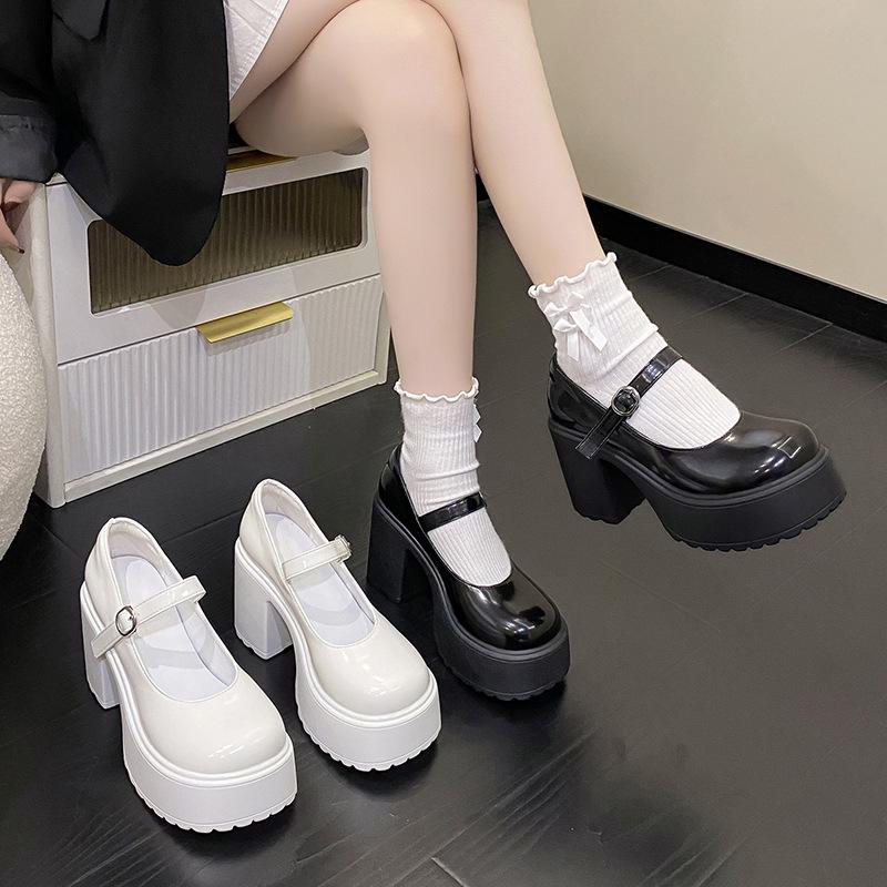 2023 Women's Retro Mary Jane Chunky Heel Leather Shoes - Height Boosting French Fashion