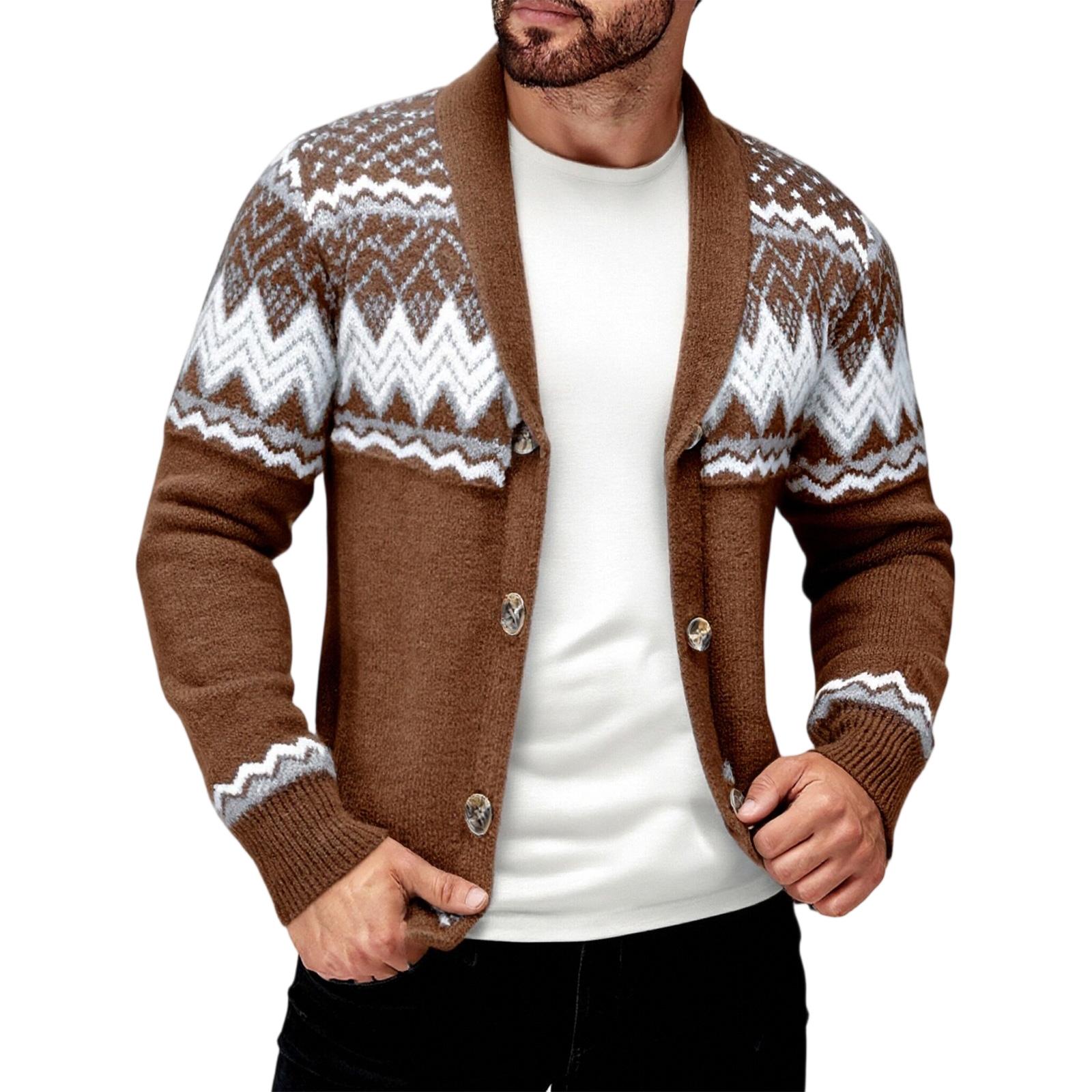 

Men s Fashion Casual Color Long Sleeve Knitted Cardigan M хакі
