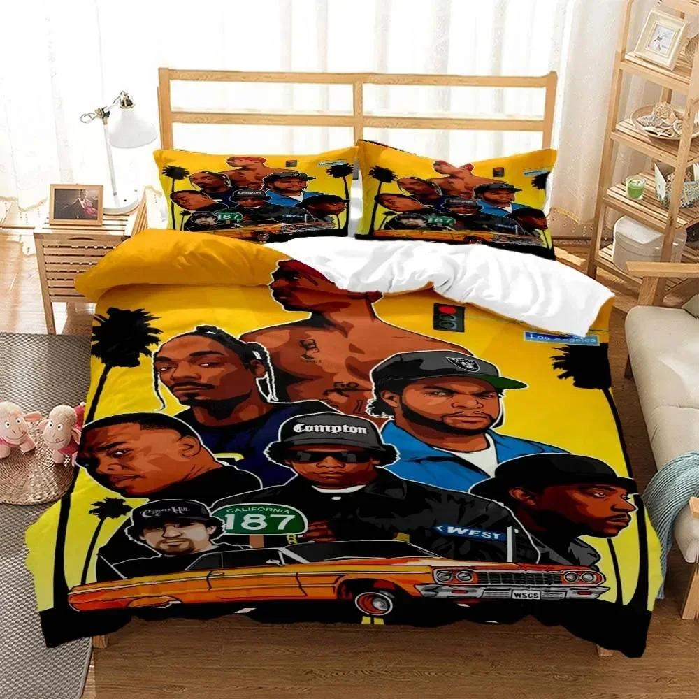 Hip Hop Rapper Bedding Set Printed With Pillowcase Duvet Cover Soft Queen King Size Bedclothes Home Personal Style