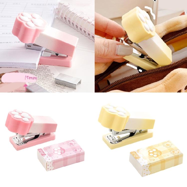 Kleiner stapler mit katzenmotiv Kleine Katzenpfoten-Design Büroklammer-Spender Leicht zu tragen Großartig zur Reduzierung von Handermüdung