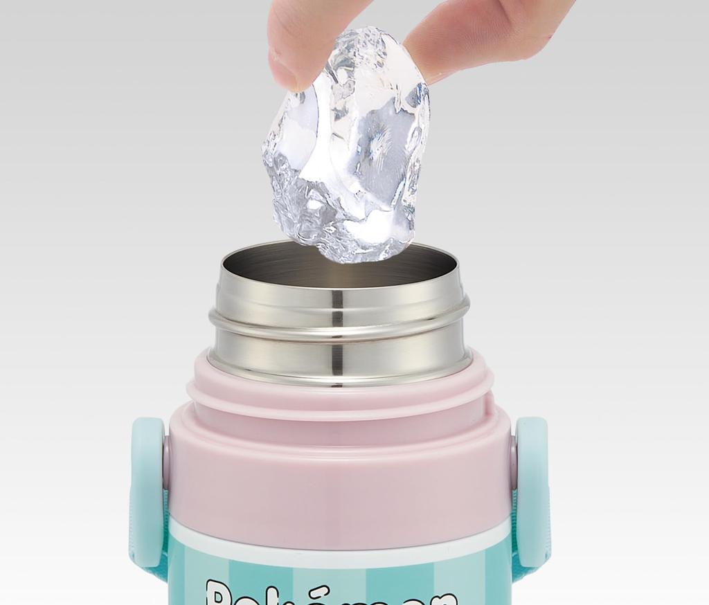 Skater Nerezová láhev na vodu pro přímé lehké a Pokemon Popping chlazení vodní sporty voda děti, pití, 470 ml, vhodná pro děti, nahoru,