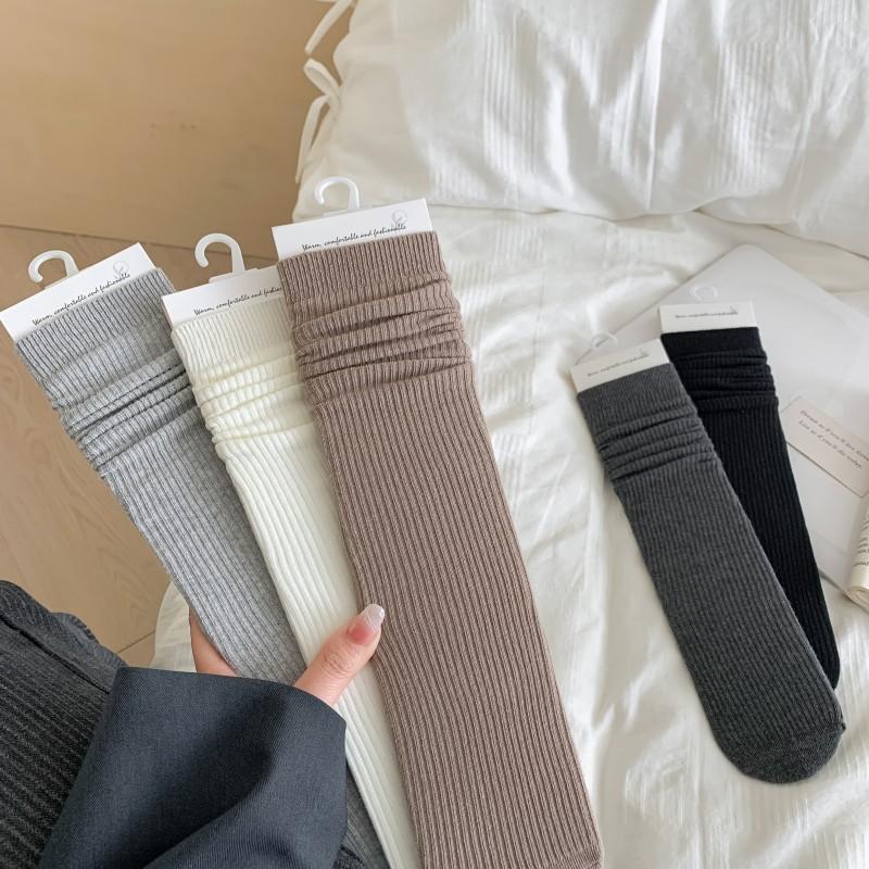 Double Needle Calf Socks Ultra-Thin Stacking Socks Wind Blogger With The Same Soft Korean Vertical Striped Ballet Shoes