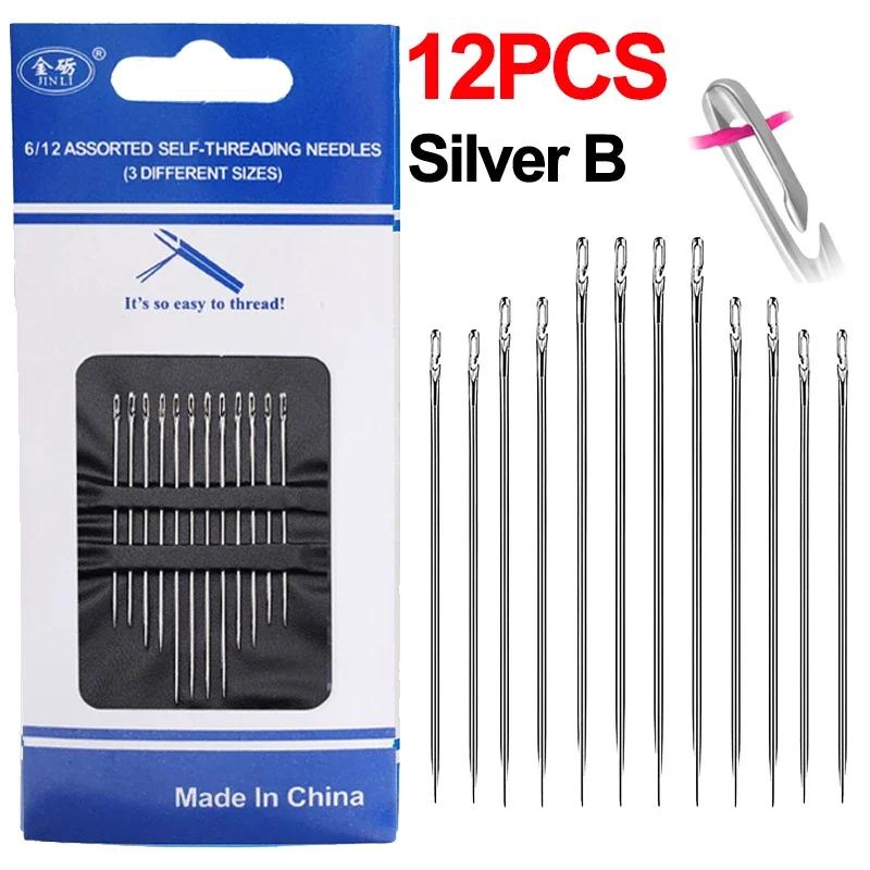 36/12Pcs Blind Sewing Needles Stainless Steel Elderly Needle-side Hole for Household Sewing DIY Jewerly Beading Threading Needle