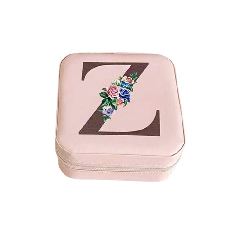 Jewelry Travel Organizers Letter Pattern Small Jewelry Container Fashion Portable Case PU Texture for Fashionable Lover