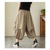 Design Sense Pleated Seven Quarter Pants for Women In Summer Loose Fit High Waisted Wide Leg Lantern Pants
