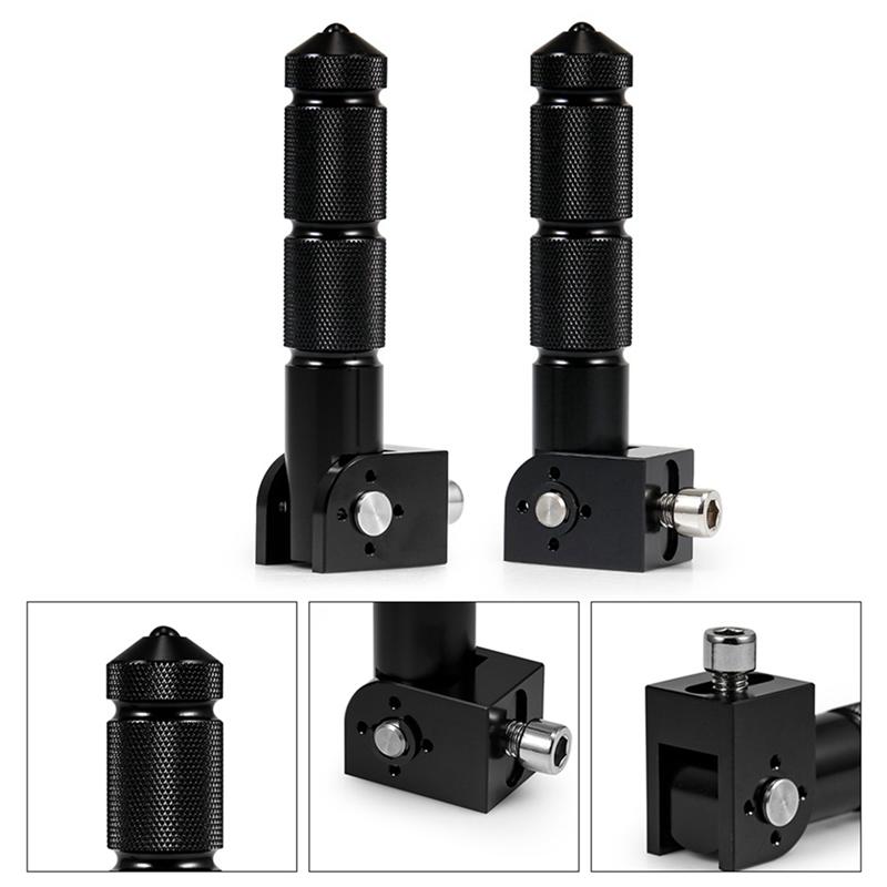 

1Pair Motorcycle Foot Rests Motorbike Foldable Foot Pegs 90 Degree Folding Footrests Universal Rear Passenger Foot Black чорний