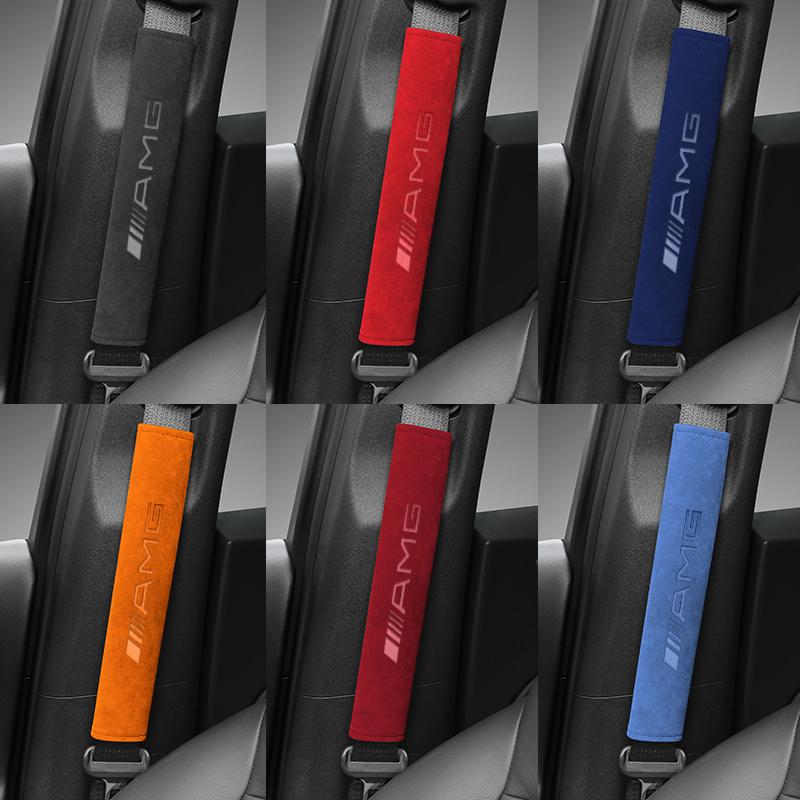 JETUS1 Alcantara Car Seat Belt Shoulder Protector for Mercedes Benz AMG a B C E Class GLS GLA GLK GLC CLS CLA W204 W205 W212 W463 W176