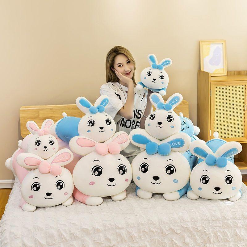 Adorable Rabbit Plush Long Pillow Soft Toy Ideal Gift For Girls In Pink And Blue Colors