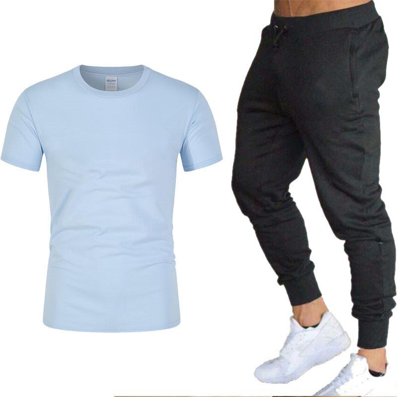 Men's Short Sleeve T-Shirt & Long Pants Two-Piece Set - Spring Collection
