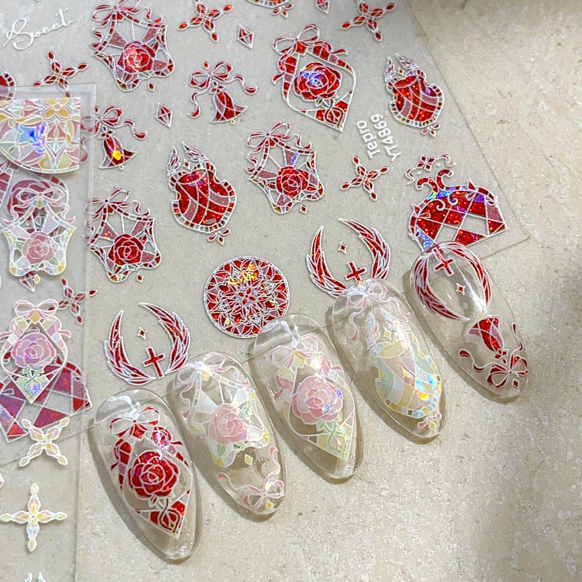 

YITU Shell Light Jingle Nail Stickers: Flashy Pure Bow Design YT4868