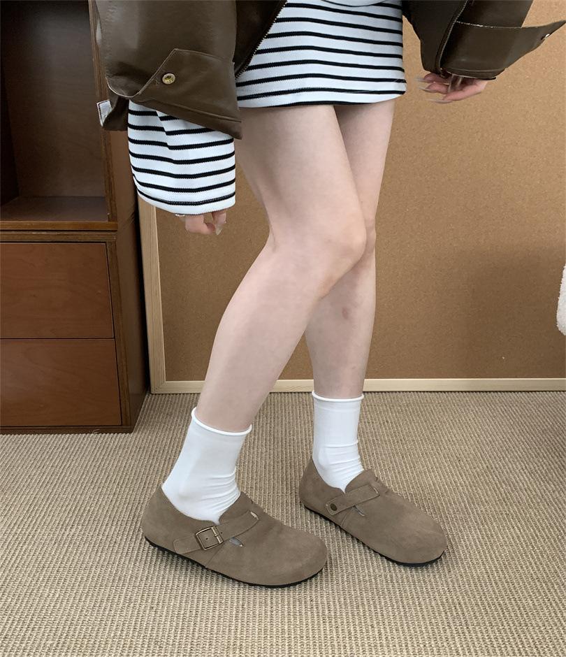 3CM Thick-soled Bag Head Half Slippers Women's Autumn New Mori Retro Lazy Soft Ugly Cute Shoes