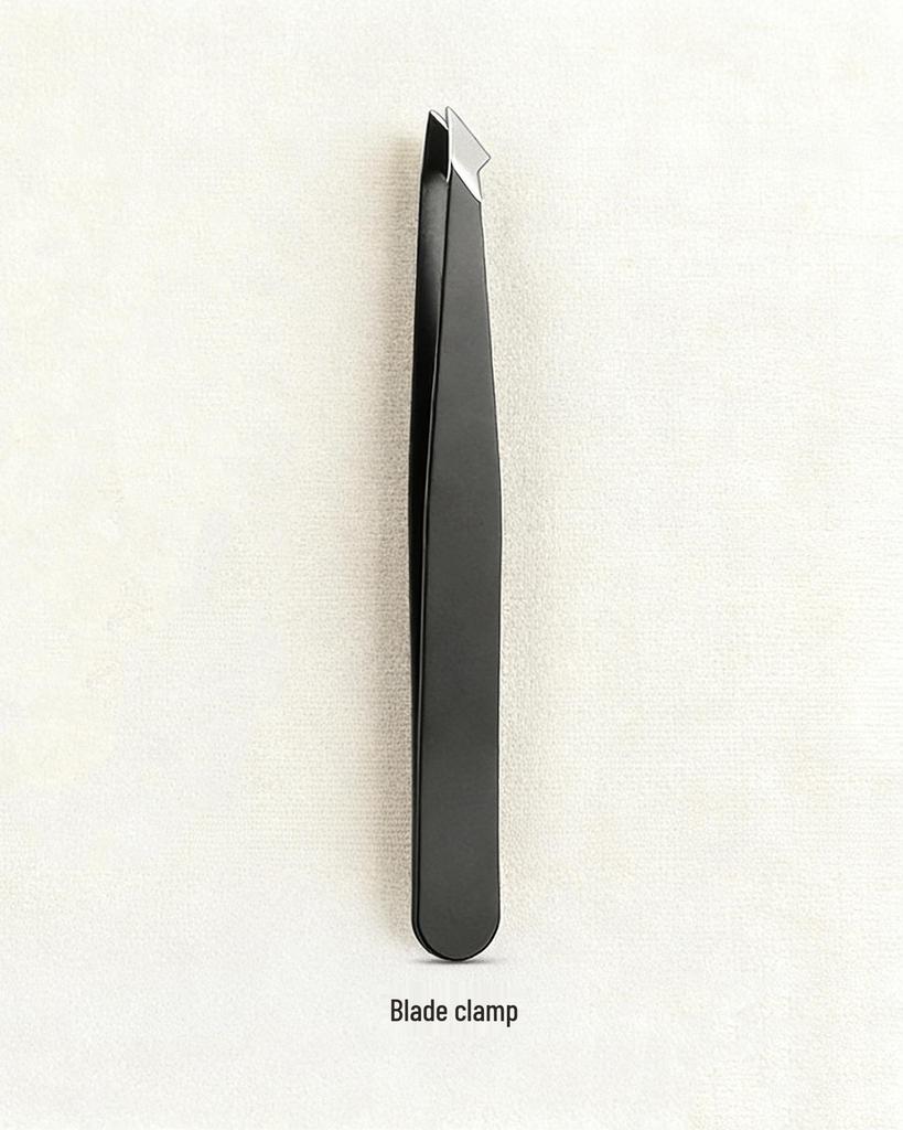 Universal Men's Eyebrow & Beard Tweezers Set with Razor & Leather Case