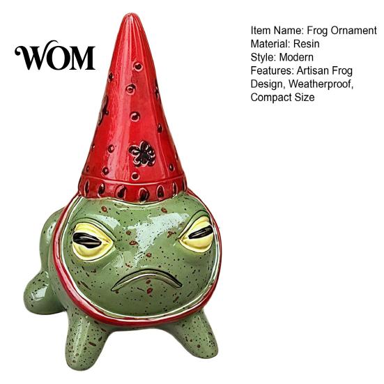 Miniature Outdoor Figurine Frog Figurine, Little Statue with A Party Handmade Sculpture Hat, Decorative Resin Ornament for Garden Courtyard